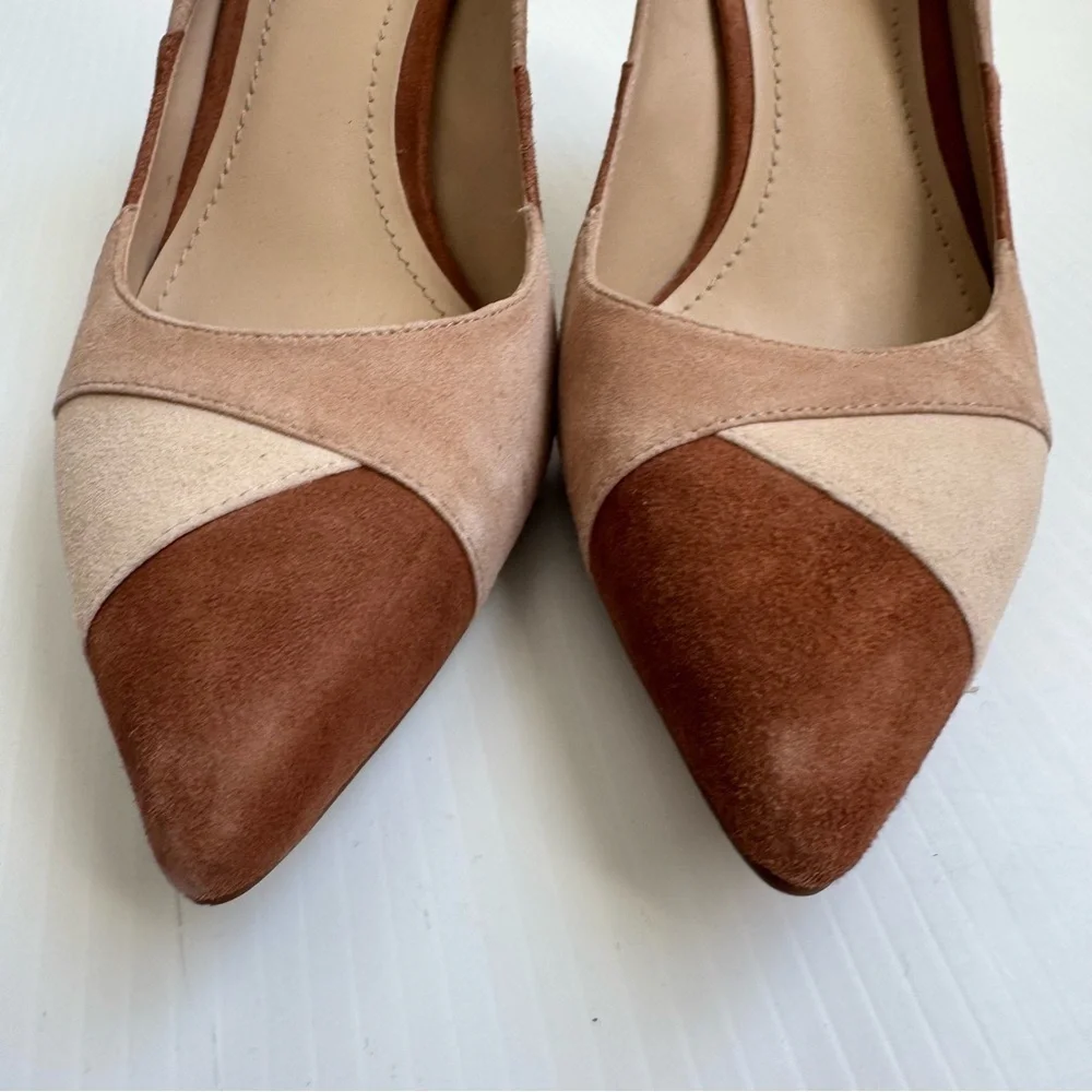 BCBGeneration patchwork suede Tan and Brown Heels